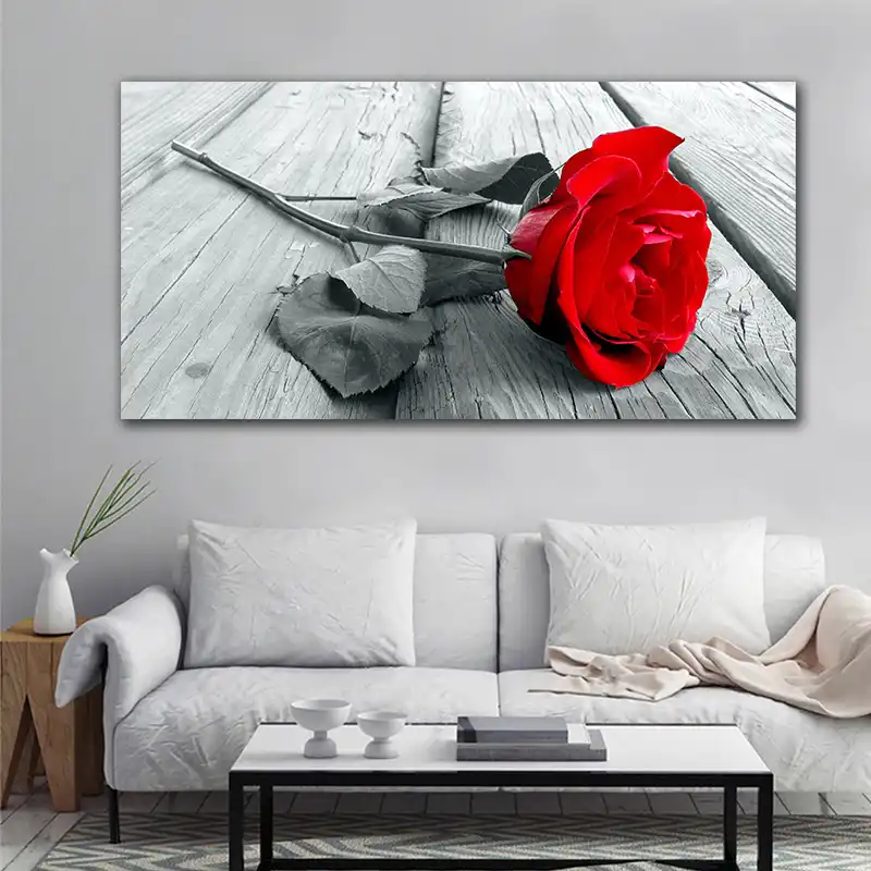 Cuadros De Ross Rojo Pared Arte Hd Flor Lienzo Pintura Negro Blanco Impresiones Carteles Para Decoracion De La Habitacion Cama Pintura De Pared Nordica Aliexpress