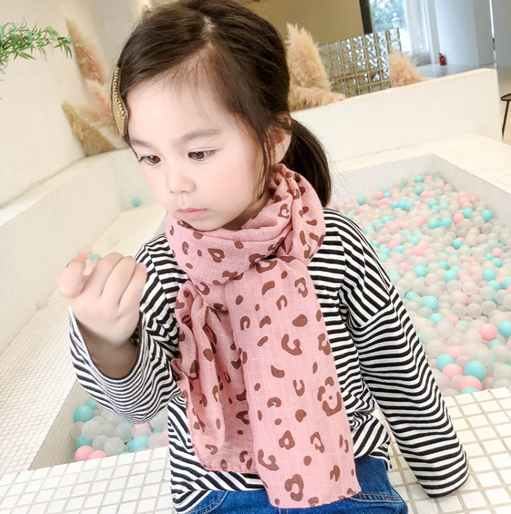 

style children's cotton and linen scarf autumn and winter Korean Edition boys and girls' printing warm and versatile long