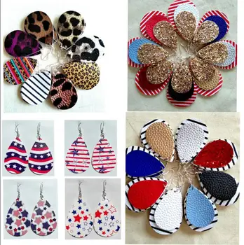 

30pairs lot New Sequin PU leather Drop Earrings Teardrop shape Dangle & Chandelier Ear Rings For Ladies Women designer Jewelry