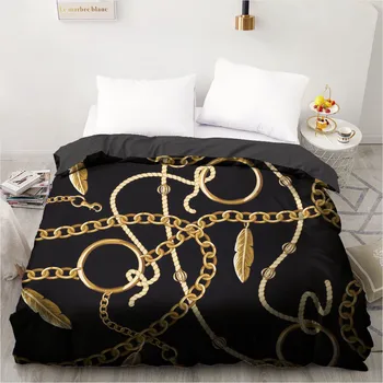 

3D Design Custom Duvet Quilt Comforter Blanket Cover Case Bed Linens Bedding Set Black 260x220cm Geometric Baroque Home Textile