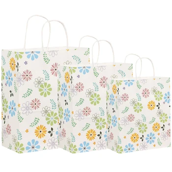 

15pcs Floral Paper Bags Gift Packaging Bag Portable Tote Bags for Makeups Sundries