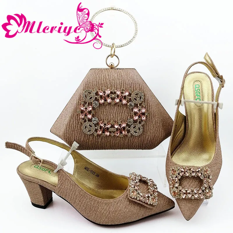 

New Arrival Summer Slippers Italian Matching Shoe and Bag Set for Wedding Italian Shoes and Bags Set Heels Women