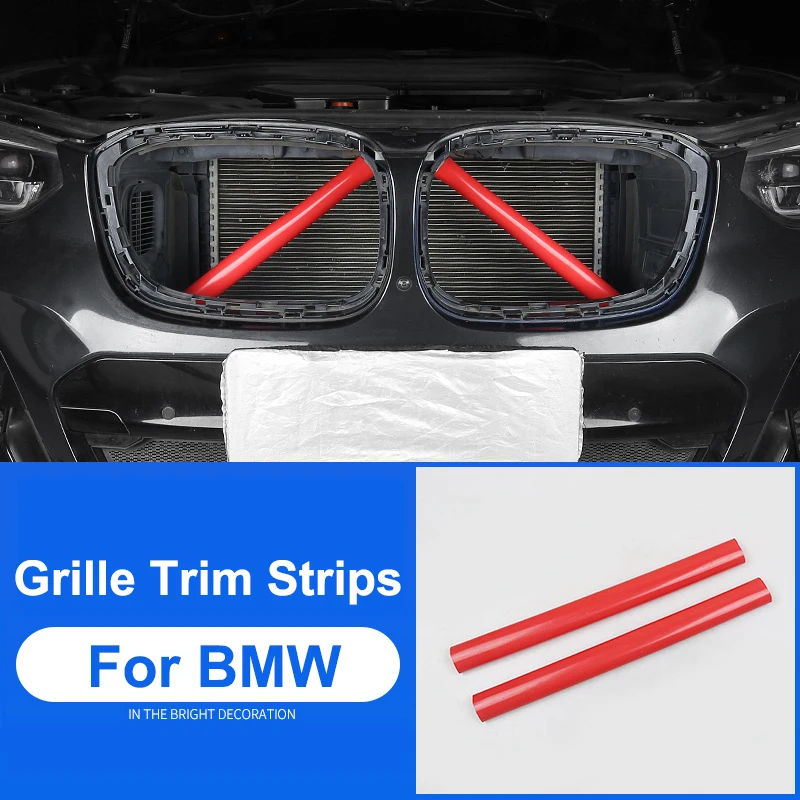 2Pcs Car Front Grille Trim Strips Cover Frame Stickers For BMW F10 E60 F30 F32 F20 F22 F06 F02 F25 F26 G20 1 2 3 4 5 6 7 Series