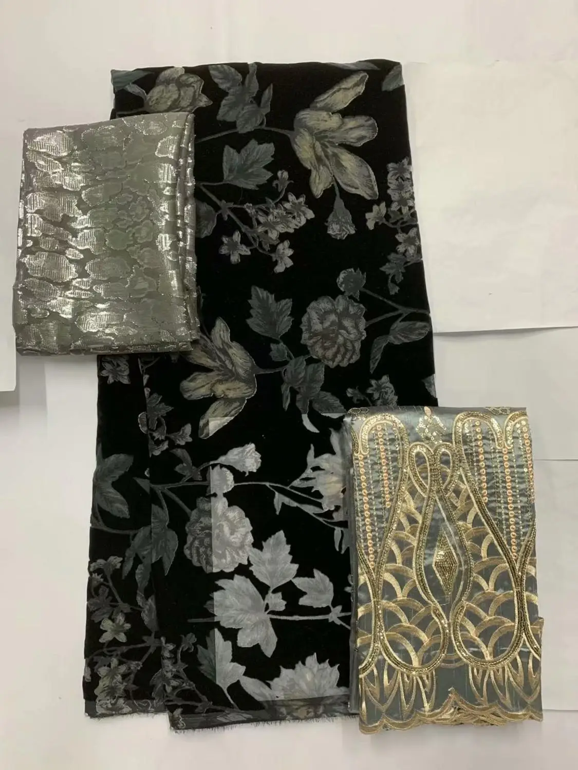 

African soft silk fabric for garment neat embroidery Lace Fabric with swiss voile lace tissu 2yards+3.65yards +2yards /set