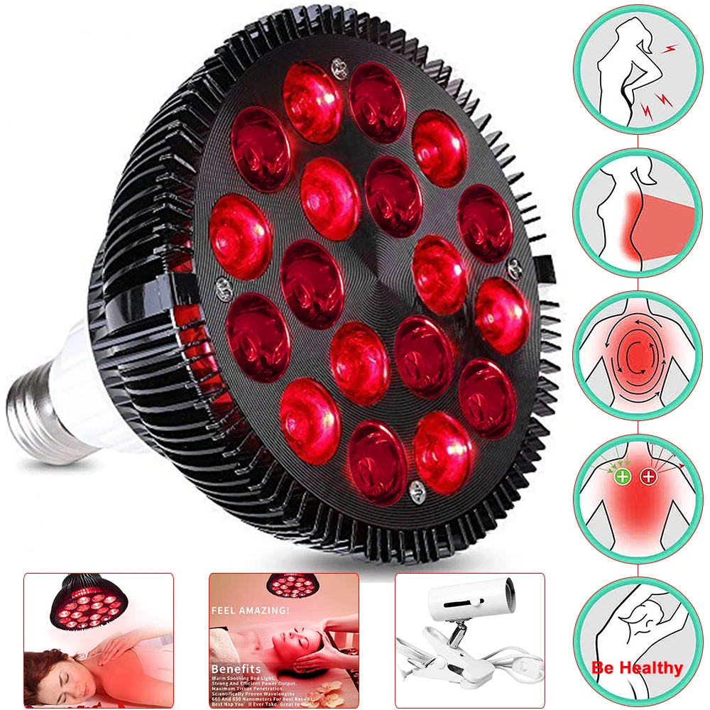 

LED Red Light Therapy Lamp Bulb 18 LED Infrared Combo 660nm 850nm Therapy Device for Skin Health Care Back Shoulder Pain Relief