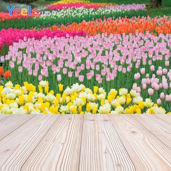 

Yeele Small Fresh Colorful Tulip Folwer Lady Photography Backdrop Personalized Photographic Backgrounds For Photo Studio