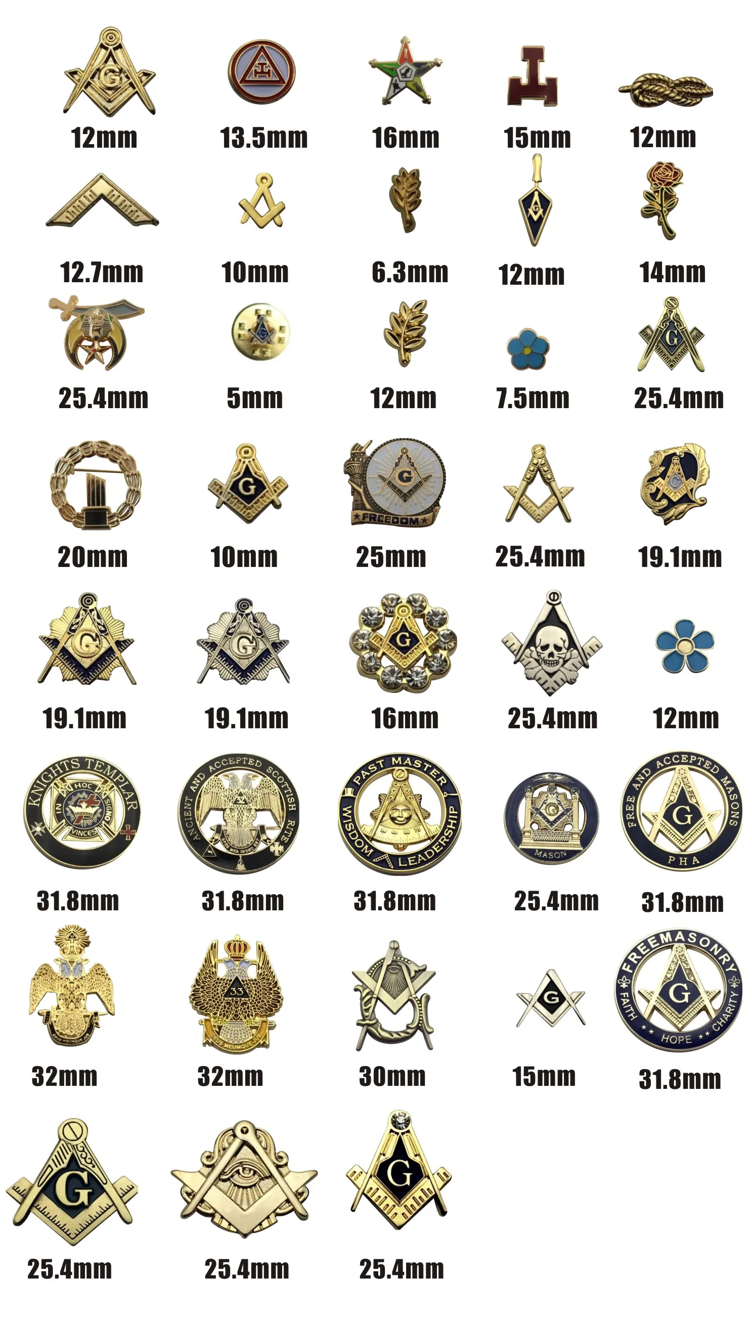 Multi Masonic Lapel Pins Free and Accepted Mason Knight templar Compass and Sqaure Brooch Gifts Badges With Butterfly Clutch