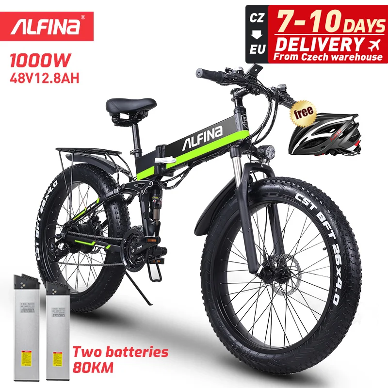 (EU Stock)ALFINA FX-01 Electric bike ebike 1000W electric mountain bike  40km/h 4.0 fat tire Electric Bicycle beach E-bike