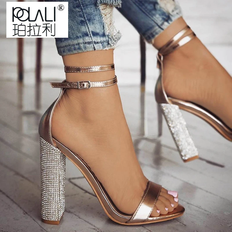 clear thick high heels