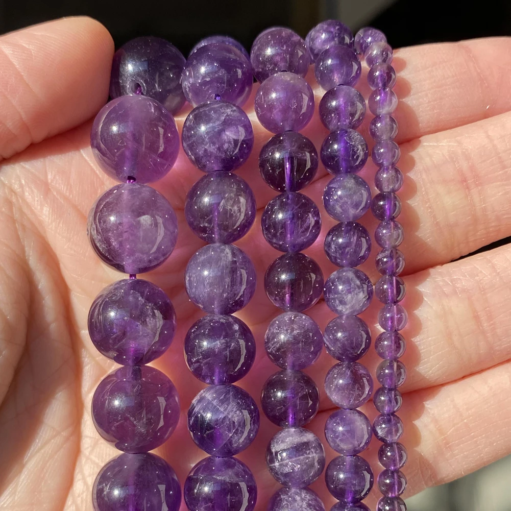 42 Style Natural Stone Beads 4 6 8 10mm Lava Amazonite Agates Amethysts Turuoqises Round Beads for Jewelry Making Diy Bracelets 4