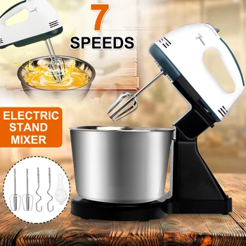 

7 Speed 100W Electric Food Mixer Table Stand Cake Dough Mixer Handheld Egg Beater Blender Baking Whipping Cream Machine
