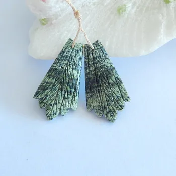 

Jewelry accessories Natural Green Zabra Jasper Earrings 36x18x4mm,7.2g