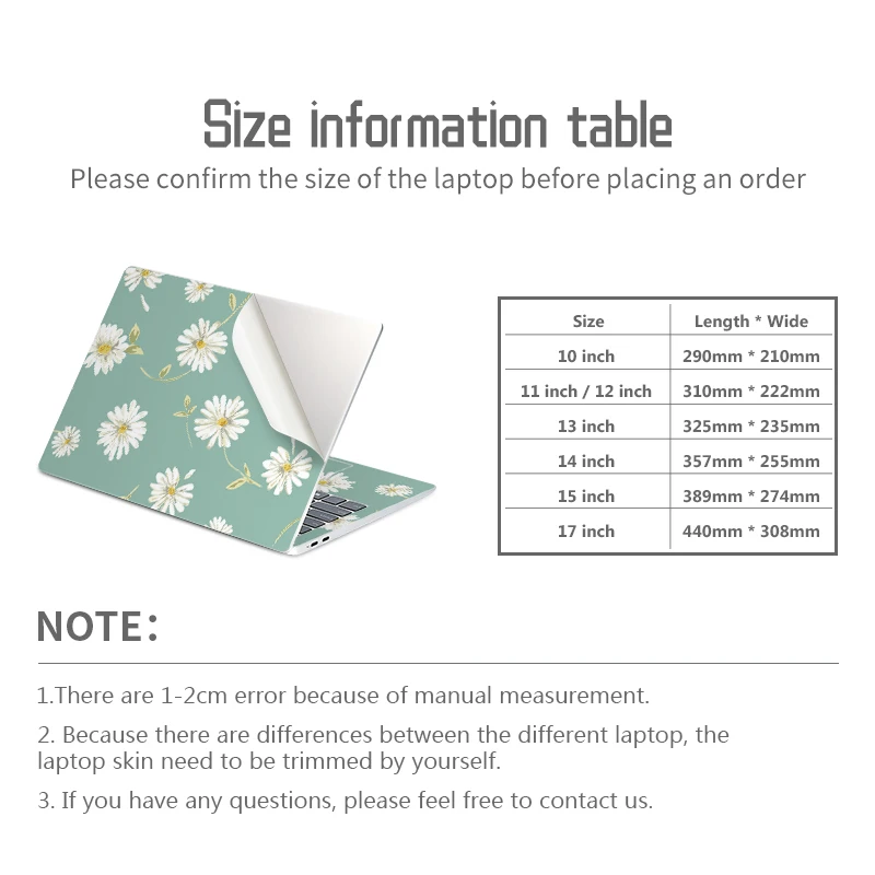 Universal Botany Cover Laptop Stickers Skins 2pcs 13.3"14"15.6"17.3" Vinyl Skin Leaf Decorate Decal for Macbook /Lenovo/Asus/Hp
