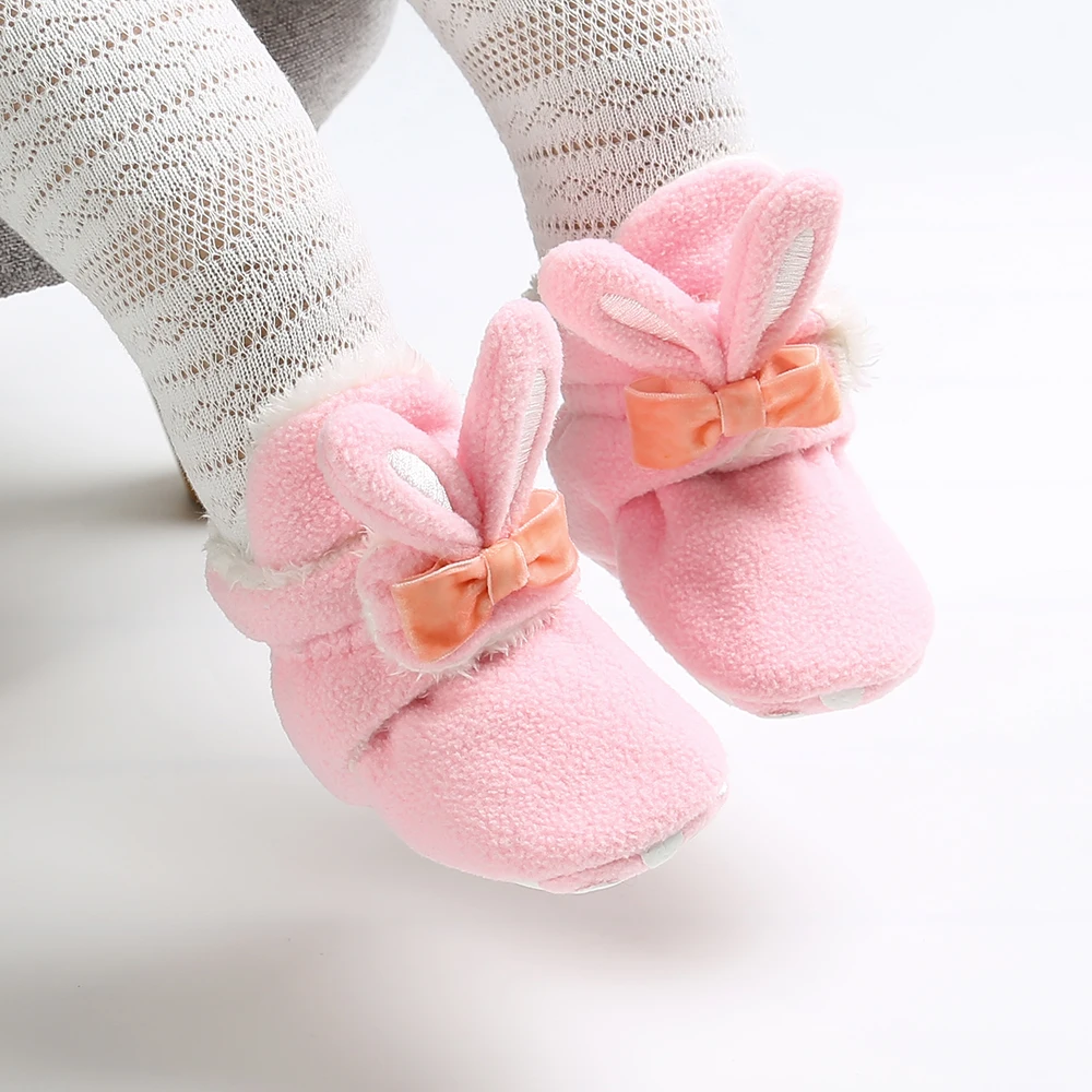 Newborn Baby Boy Girls Kids Snow Boots Winter Warm Soft Sole Crib Shoes Boots Rabbit plus velvet cartoon baby Boots