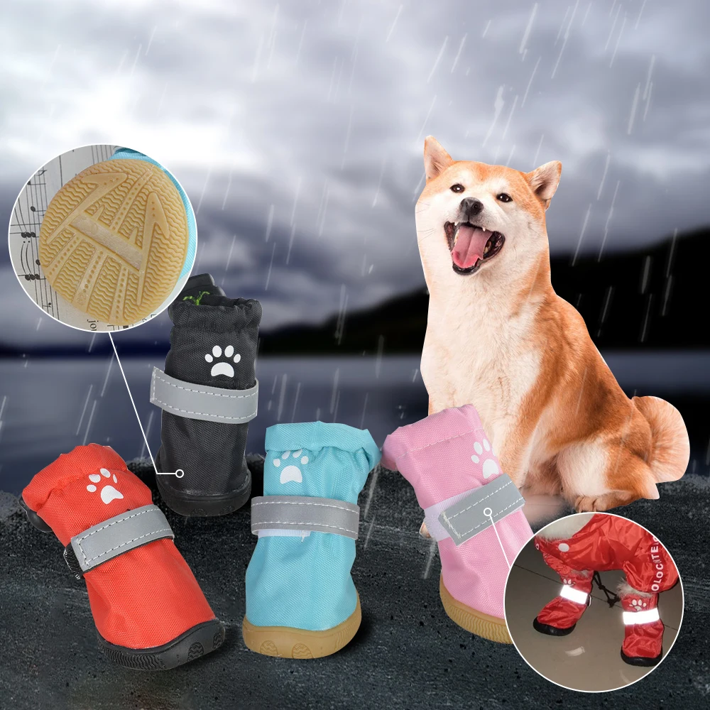 4 шт./компл. для домашних животных собак обувь для снежной погоды носки; пинетки тапочки; нескользящая подошва; для маленькой собаки обувь для дождя из Водонепроницаемый щенков обувь Cachorro