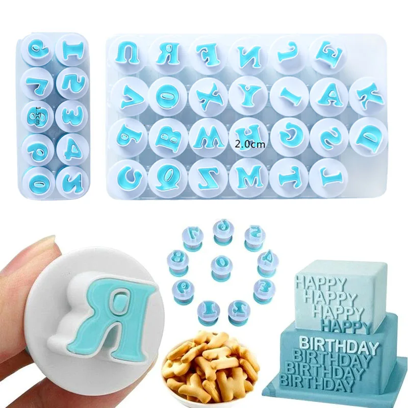 3pcs Baking Pastry Mold Letter Fondant Cookie Cutter Upper Lowercase Alphabet Number Cake Decoration Tools | Дом и сад