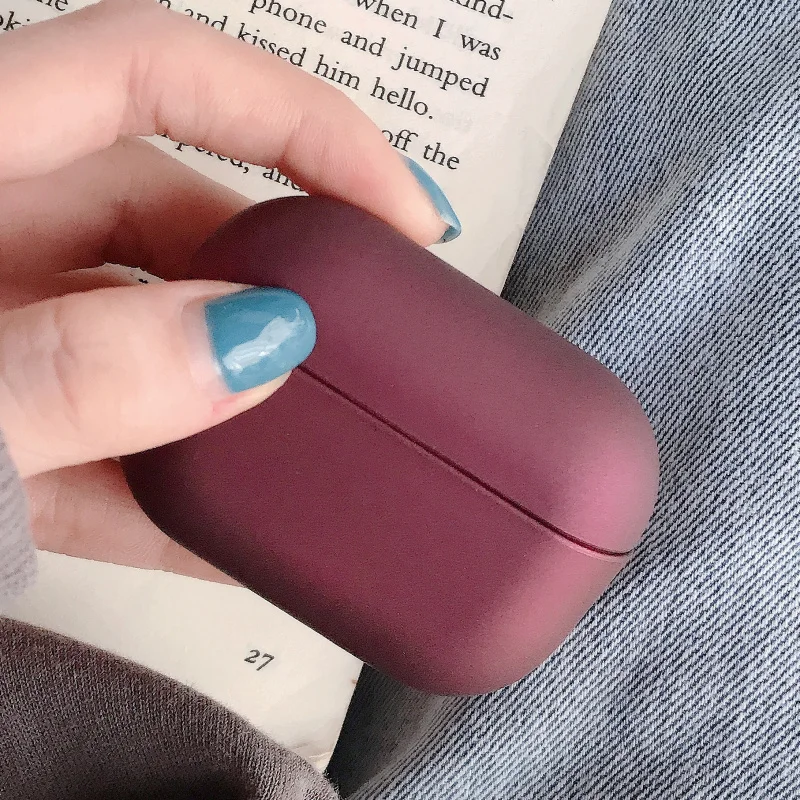 Бордовый Модный жесткий чехол для наушников для Apple Airpods pro противоударный чехол для AirPods 3 чехол для наушников матовый розовый защитный чехол для пары - Цвет: Бордовый