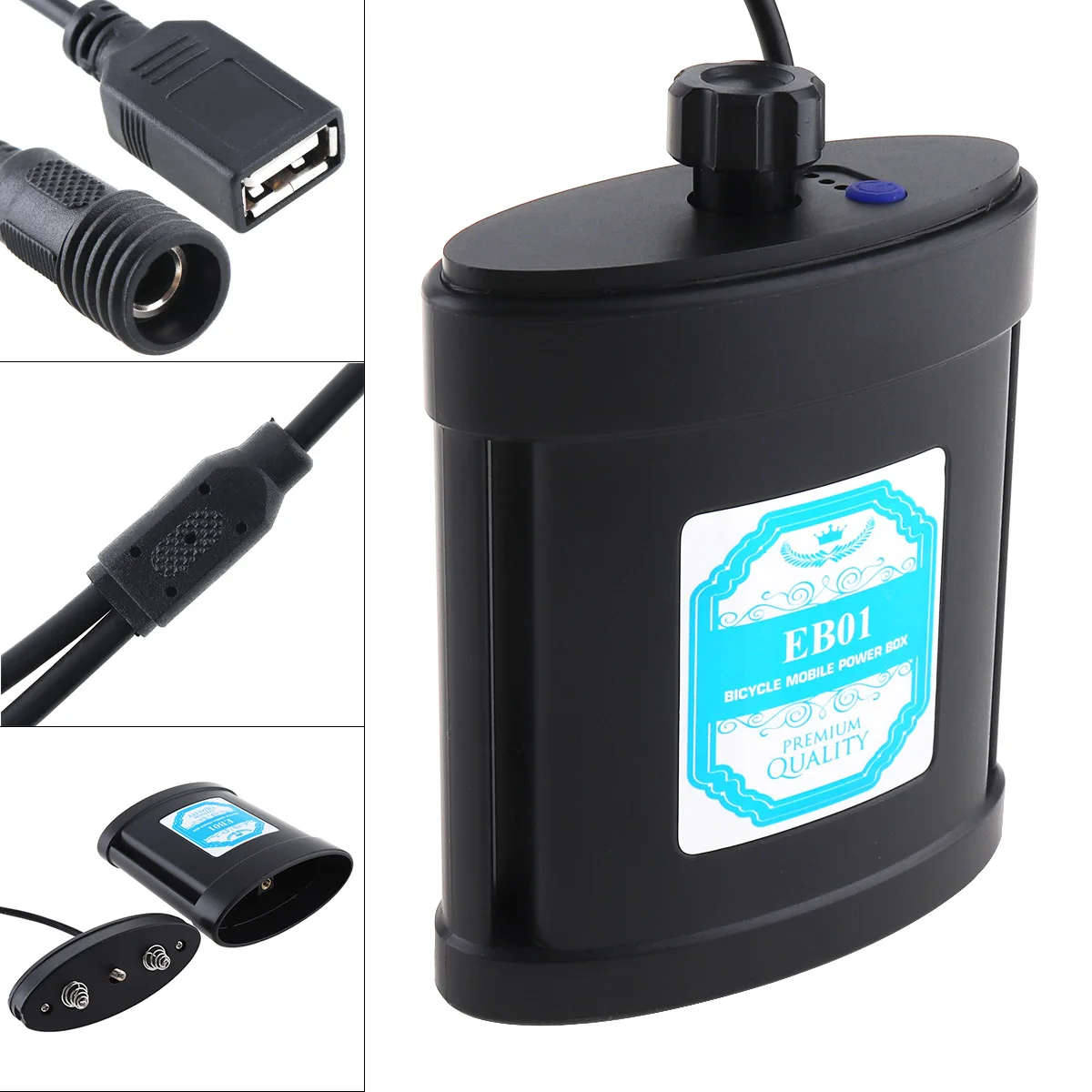 

Portable Bicycle Mobile Power Box with Wine Pot Type and USB Interface Support 2pcs 26650 Battery for Bicycle Lights