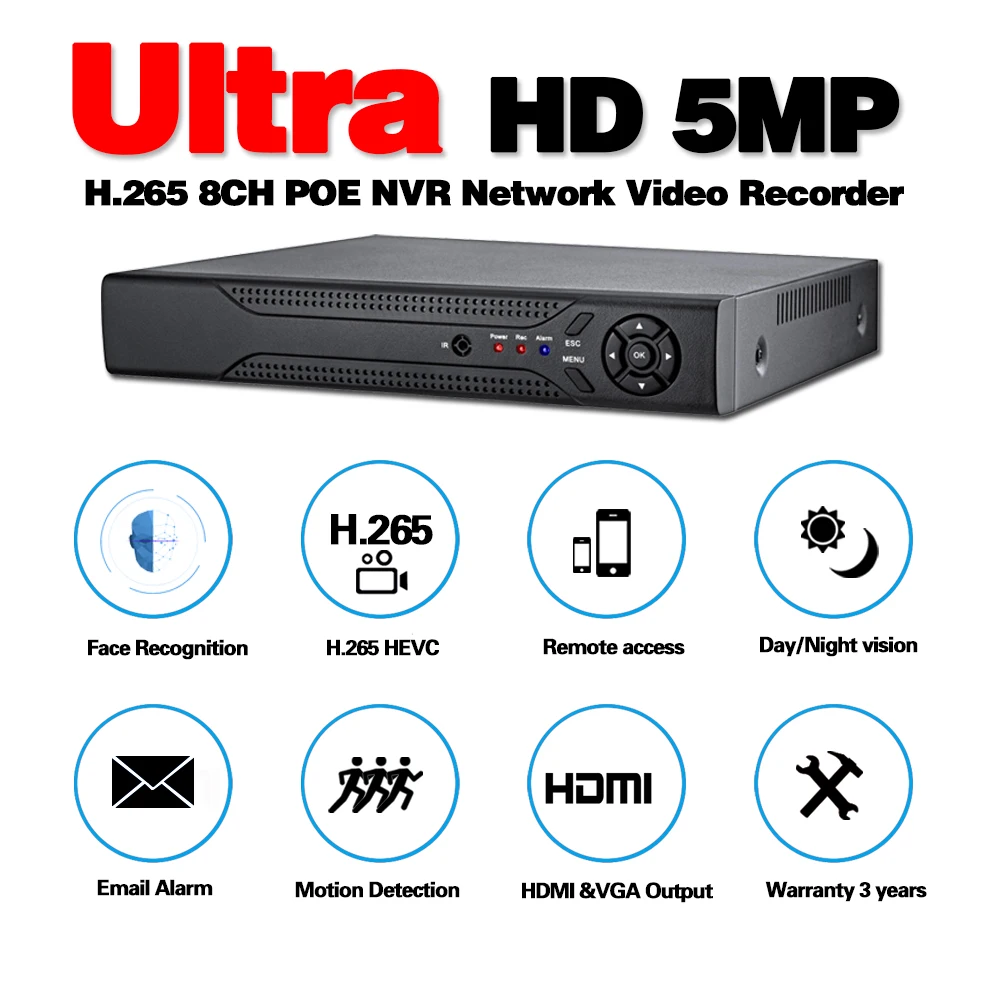 IP камера системы видеонаблюдения H.265 H.264 4/8 каналов 5 МП 4 POE NVR P2P ONVIF HDMI 2K 4K сетевой