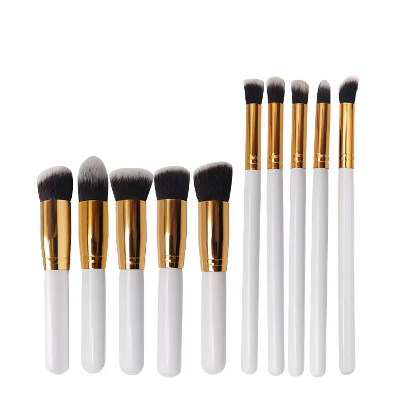 white brush ser MIXDAIR 10 шт./компл. кисти для макияжа Набор для основы, пудры, румян консилер для глаз Подводка для глаз Смешивание губ макияж Косметическая Кисточка - Handle Color: white brush ser