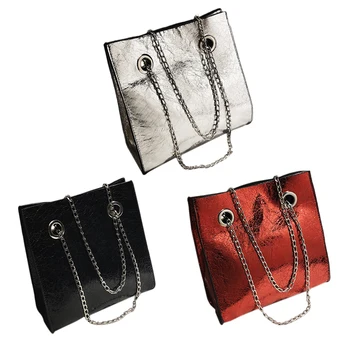 

New Big Tote Female Bag Burst Crack Chain Shoulder Messenger Bag Pu Leather Large Capacity Mobile Ladies Bags For Women