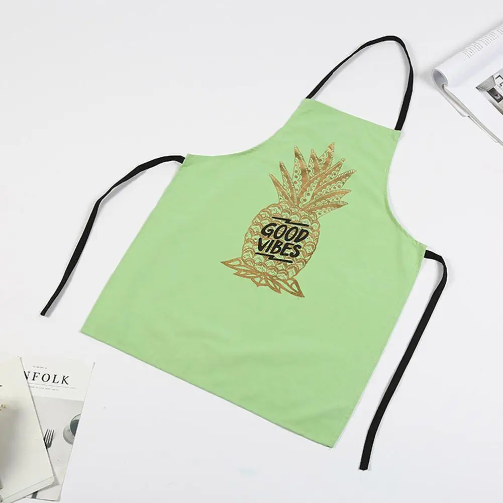Grass green TPFOCUS 1pcs Fashion Kitchen Apron Adjustable Apron Breathable Home Cotton Gold Pineapple Printing Apron Home Cleaning Tools - Цвет: Grass green