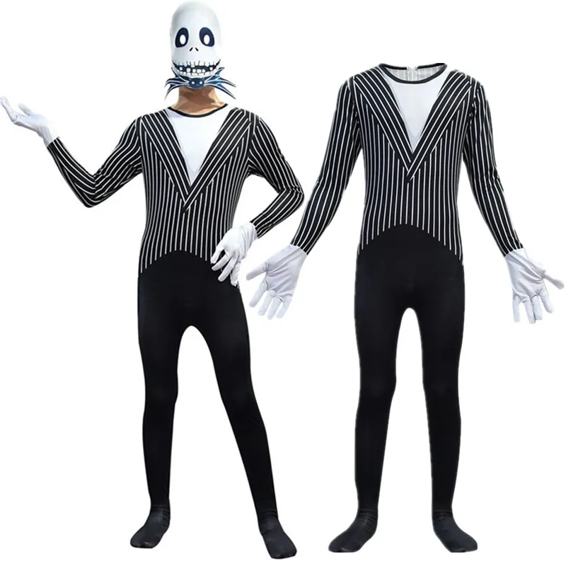

The Nightmare Before Christmas Jack Skellington Cosplay Costume Jumpsuit Zentai Bodysuit Halloween Fancy Dress