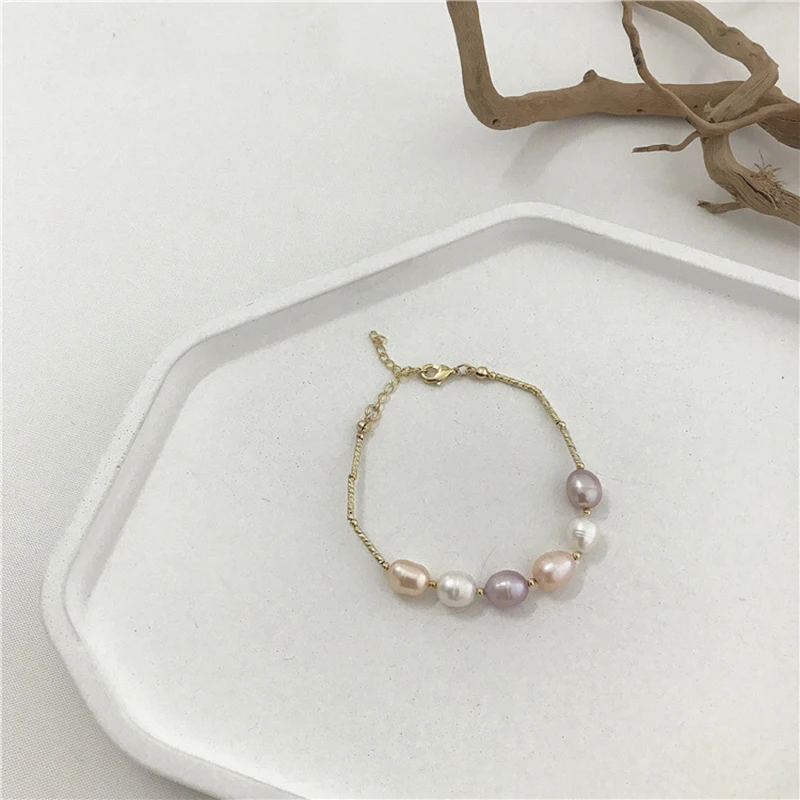 Peri'sbox Strand настоящая пресноводная жемчужина браслет золотая монета с портретом очаровательные браслеты многоцветные геометрические жемчужные женские браслеты