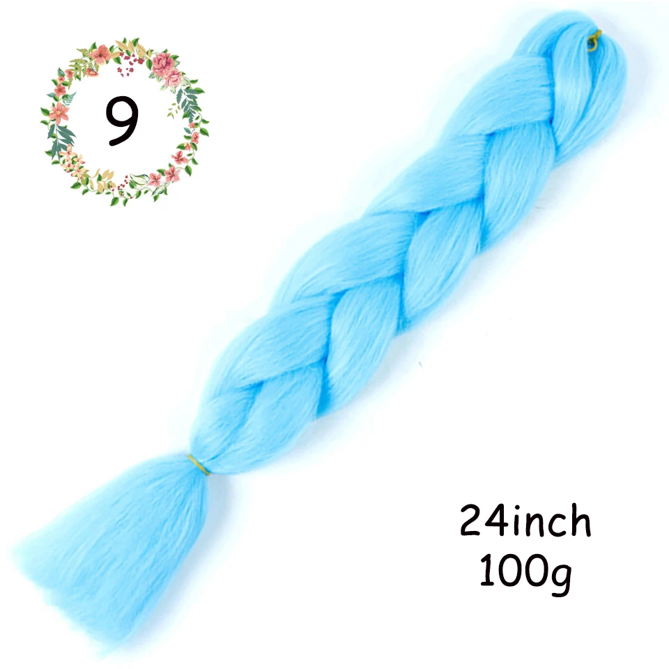 100 г/упак. 2" Ombre Цвет огромные косички синий розовый фиолетовый желтый золотой 86 цветов крючком косички мягкие волосы для наращивания - Цвет: 9