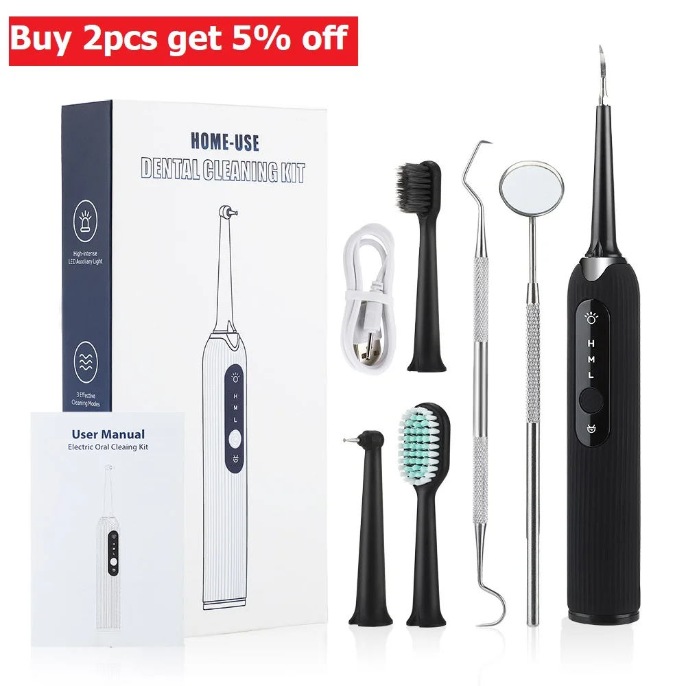 Raspador Dental eléctrico 7 en 1 con vibración, eliminador de cálculo Dental, limpiador de cepillo de dientes sónico de alta frecuencia Para manchas de sarro