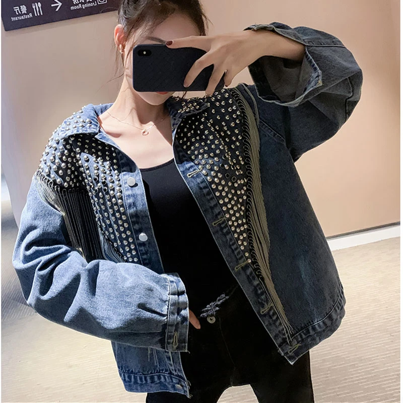 diamond studded jean jacket