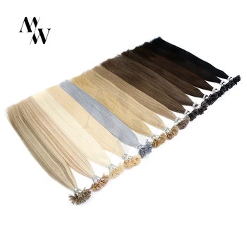 

MW Double Drawn Remy Keratin U Tip Fusion Human Hair Extensions 16" 0.8g/s Natural Straight Pre Bonded Capsules Fusion Real Hair