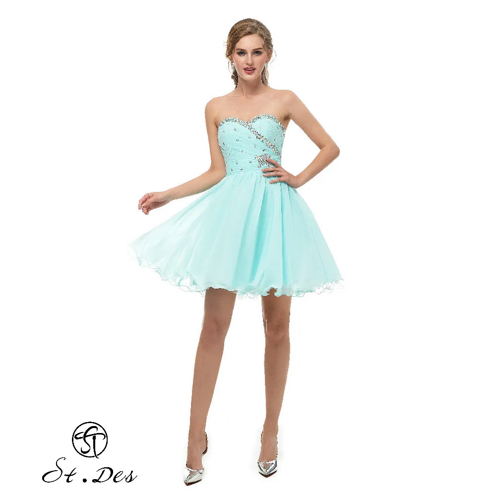 

S.T.DES Evening Dress 2020 New Arrival A-line Sweatheart Tiffany Sleeveless Designer Short Party Dress Dinner Dress