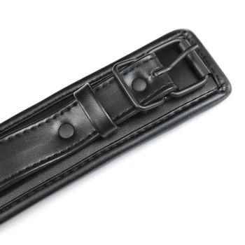 Black Leather Bdsm Bondage Set 3pcs Restraints Collars Ankle Cuff Handcuffs For Sex Bondage Set Sex Toys For Women Adults 5