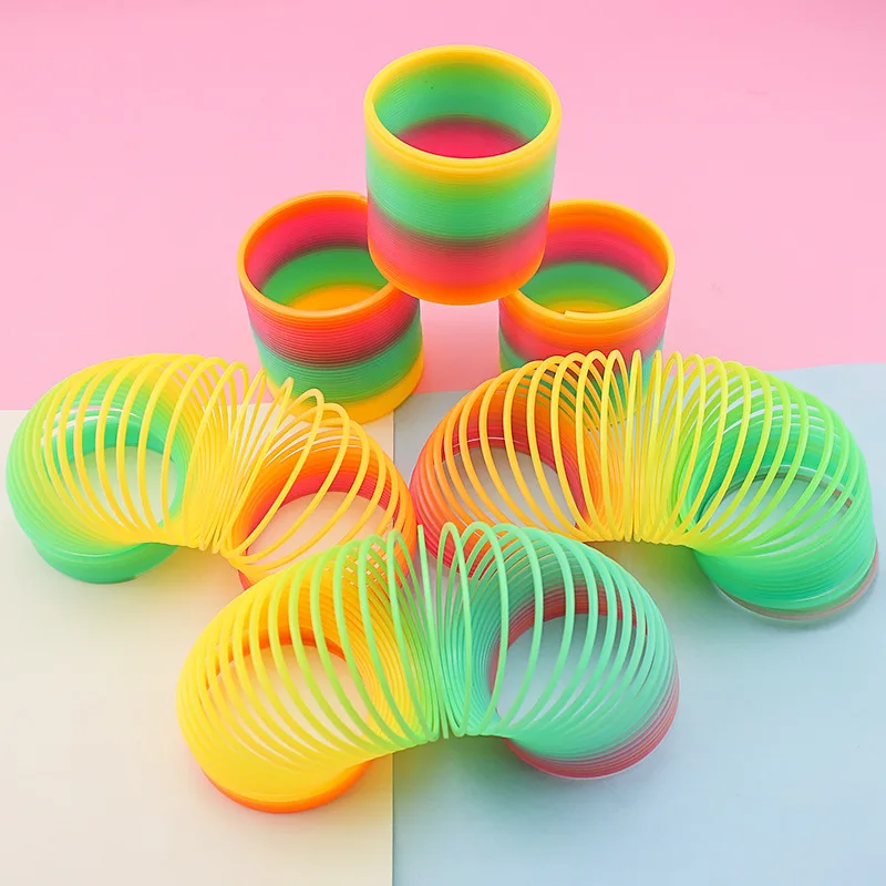 Rainbow Fashion Toys Child Colorful Kids Circle Folding Plastic Spring Coil Toy For Children's Creative Educational | Дом и сад