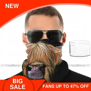 

Cow Mouth Face Mask SCOTTISH HAIRY HIGHLAND COW Facial Mask with Filters for Adult Beautiful Fashion Mask
