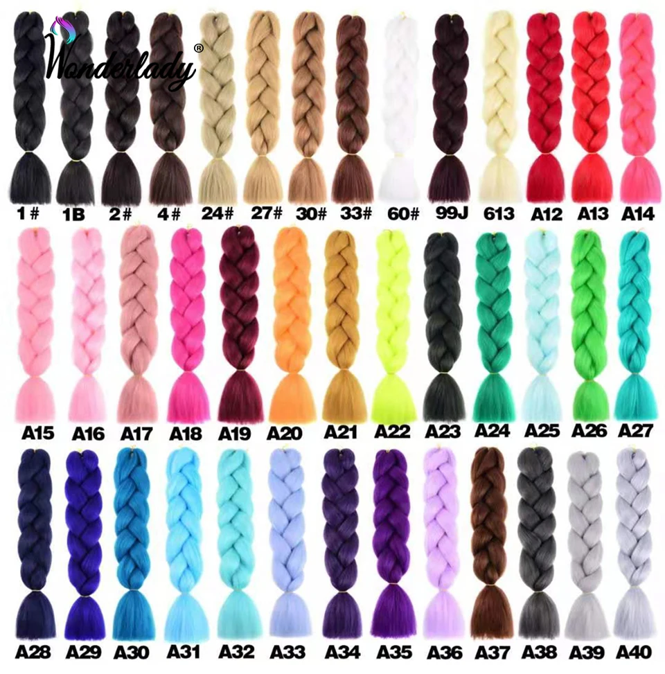 H9e5cedac42ca4e508fdabb2f216ef26dW 100G 120 Colors Synthetic Braiding Hair Extensions Packs Ombre Braiding Hair For Women 24" Jumbo Box Braids Mallzona
