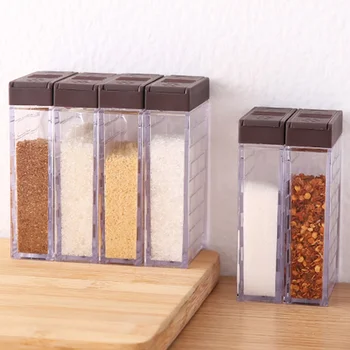 

6 Piece Cookware Set, Clear Simple Condiment Base, Two Way Open Top Spice Box