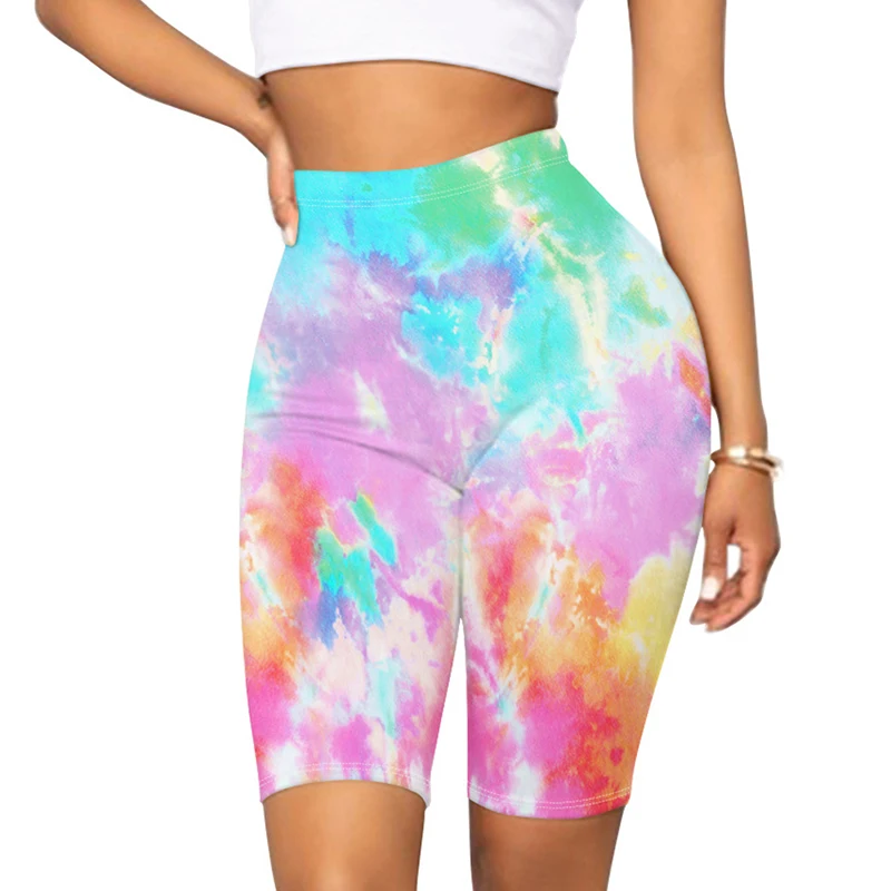 Newest Arrival Women Mid Thigh Stretch Short Leggings High Waist Colorful Tie Dye Yoga Bicycle Capri Shorts Sweatpants Outfits Newest Arrival Women Mid Thigh Stretch Short Leggings High Waist Colorful Tie Dye Yoga Bicycle Capri Shorts Sweatpants Outfits