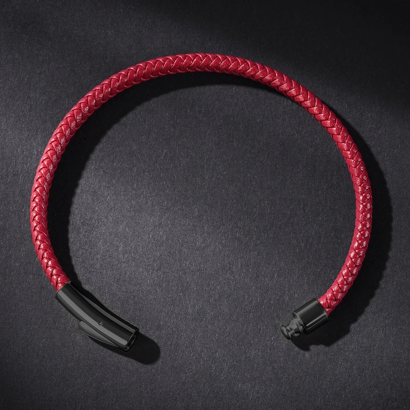 Mozo Fashion Лидер продаж мужские амулетные браслеты красный кожаный шнурок Смешанная плетеный браслет простые Стиль панк Для мужчин классические ювелирные изделия 501