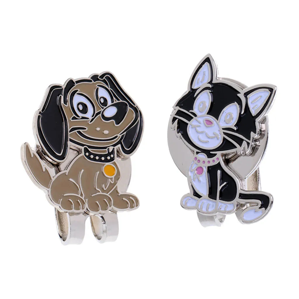 2 Sets of Golf Ball Markers with Magnetic Hat Clip, Cat and Dog Patterns, Nice Gift for Golfer