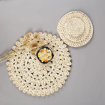 

1PC Woven natural corn scratch mat,thickened and heat-insulated tea mat, table mat heat-resistant casserole dish mat,photo props