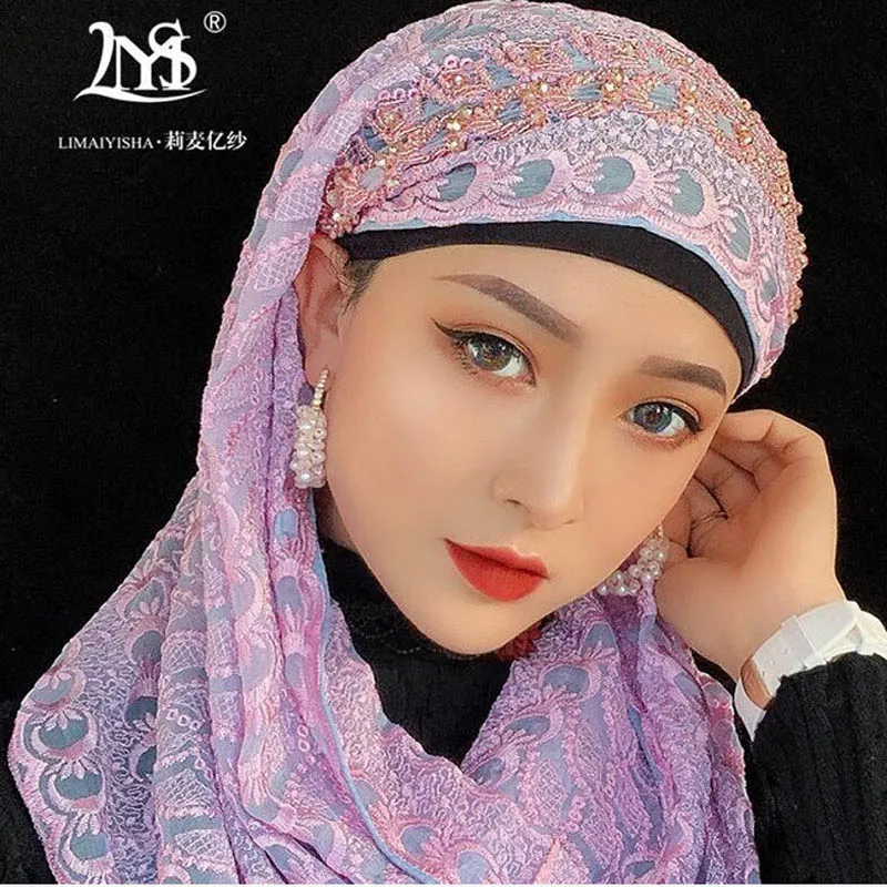 2021 Fashion Muslim Silk Hijab Cap 