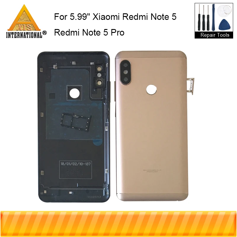 

Original Axisinternational Rear Housing For Xiaomi Redmi Note 5 Back Battery Cover+SIM Card Tray For Redmi Note 5 Battery Case
