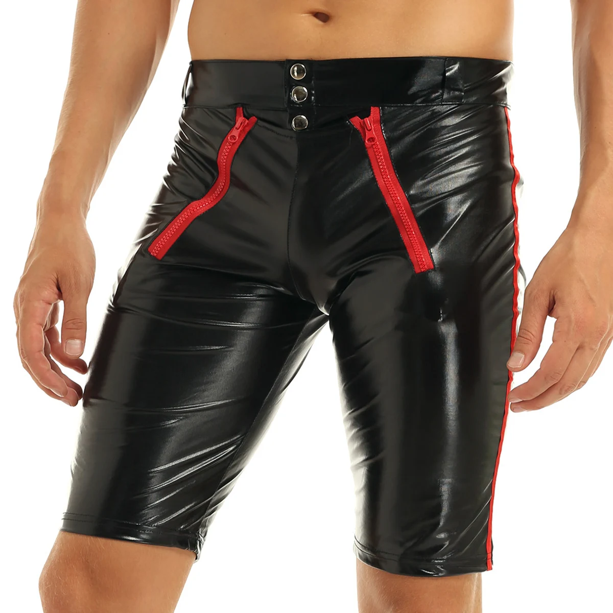 best casual shorts for men iiniim Sexy Men Patent Leather Wetlook Moto Sexy Boxer Shorts Lingerie Opened with Zipper Night Parties Clubwear Shorts smart casual shorts mens