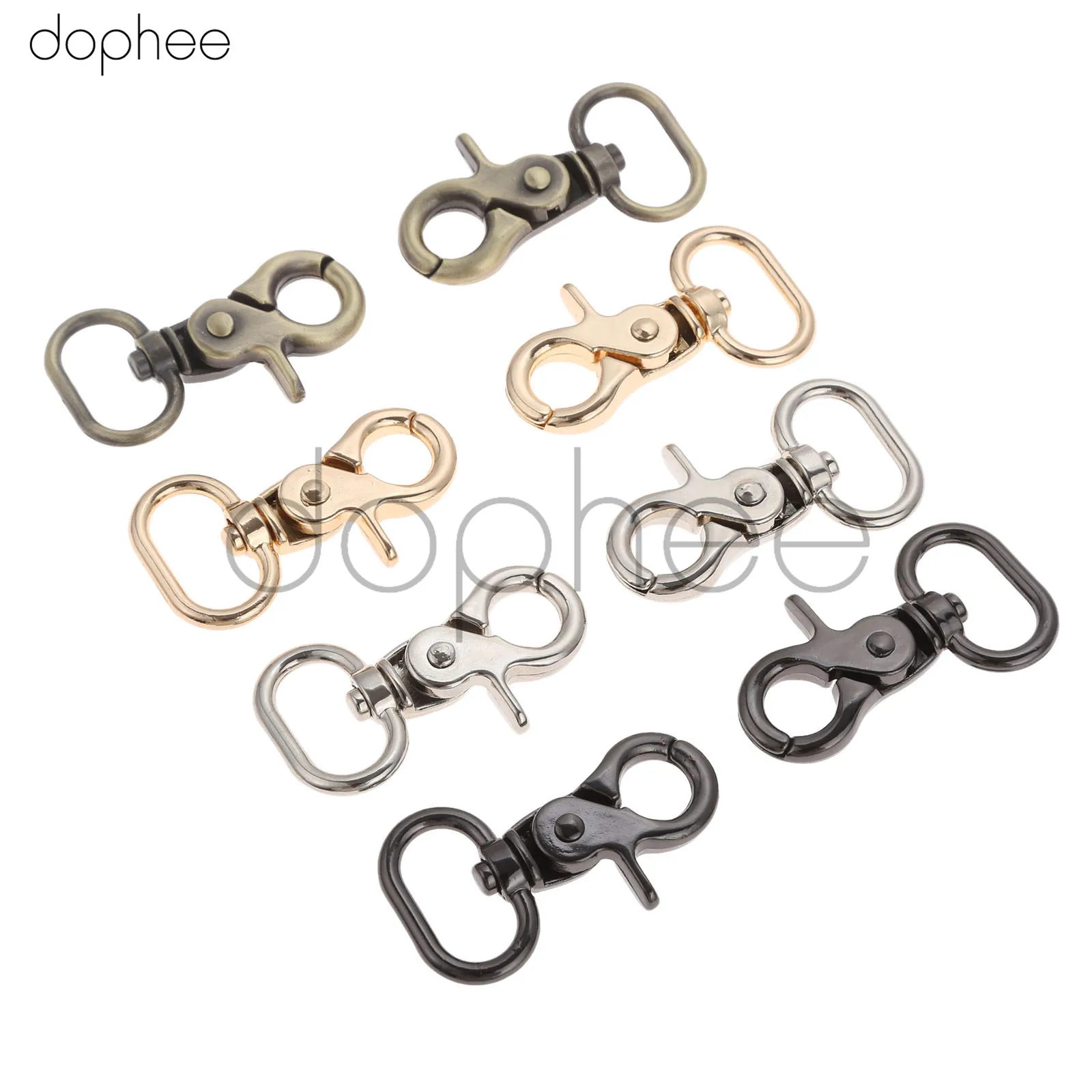dophee 5pcs Metal Gold Silver Belt Buckle Strap Bag Clasps Lobster Swivel Trigger Clips Snap Hooks Handbag Metal Buckles