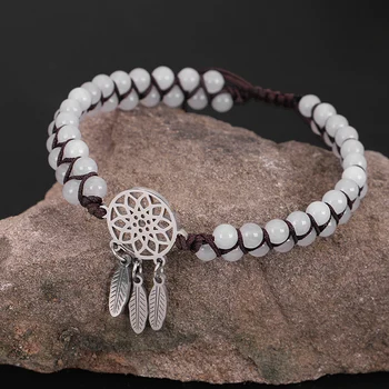 

Stainless Steel Dream Catcher Charm Bracelets For Women Handmade Natural stone String Braided Wrap Friendship Bracelet