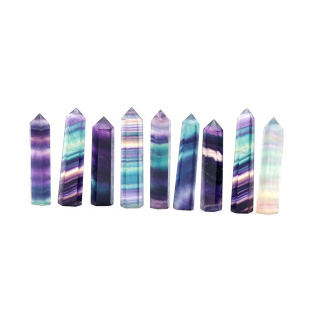 Natural Fluorite Crystal Pillar Treatment Stone Hexagon Point Chakra Spirit FengShui Home Decoration Gem Crafts | Дом и сад