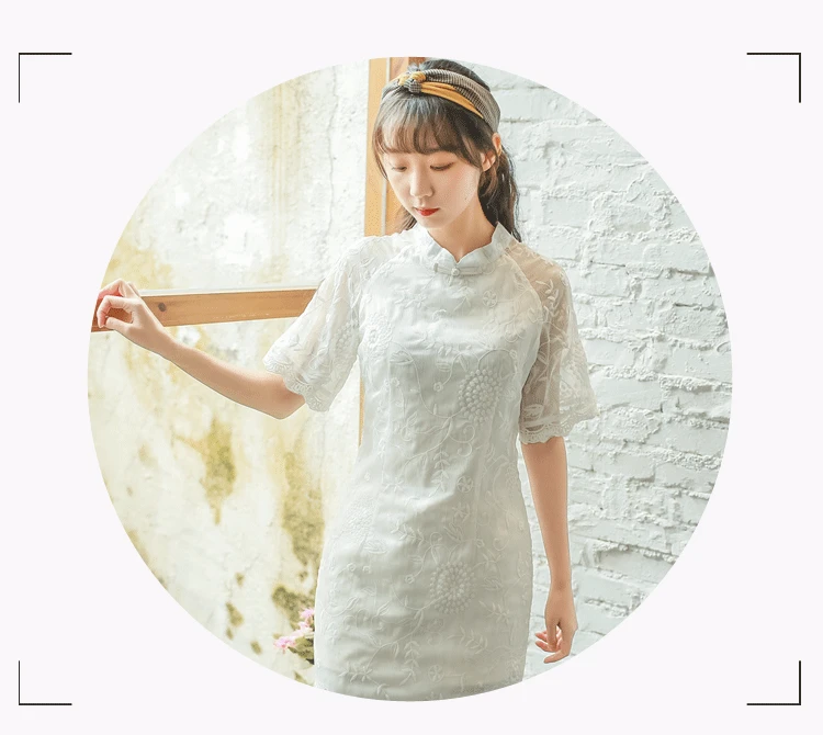 Платье Чонсам китайское традиционное платье Qipao платье Ципао в китайском год платье кружевное платье для девочек белое платье
