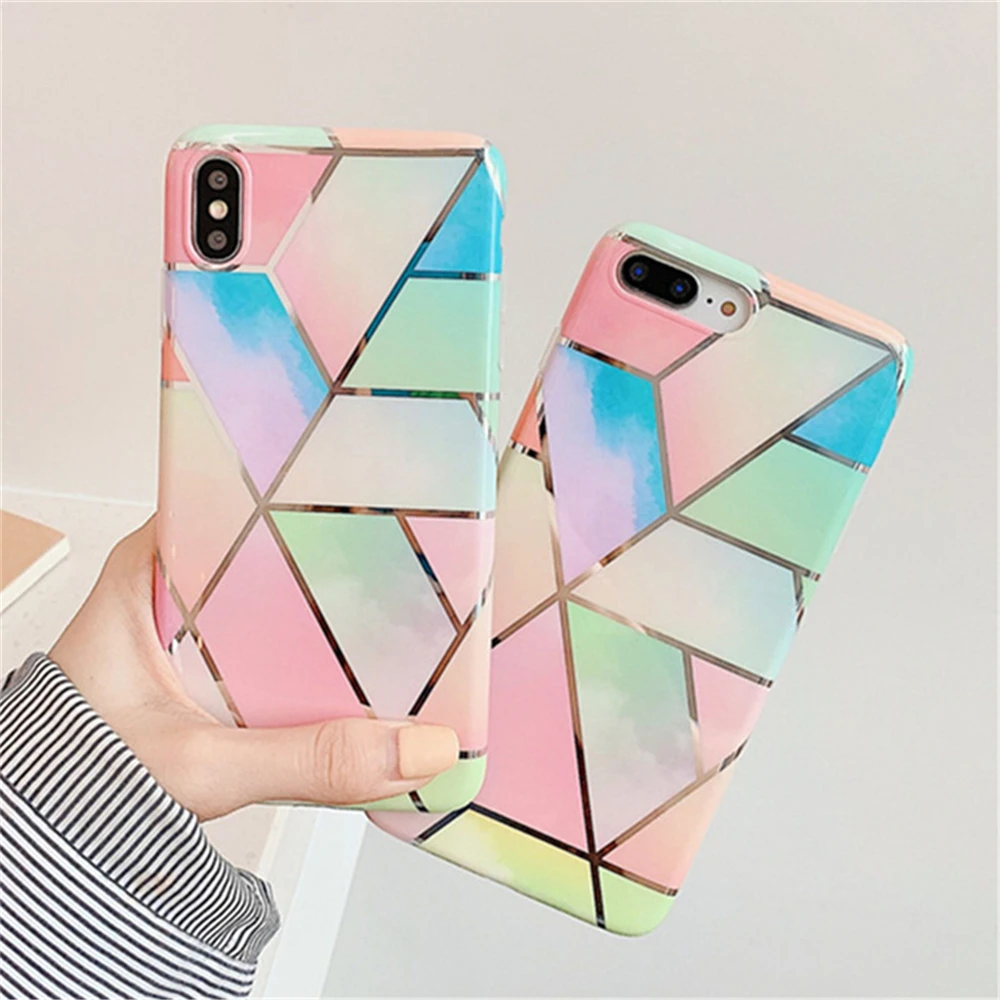 Покрытие геометрический мраморный чехол для iphone 11 Pro Max X XR Xs Max чехол для iphone 6 6s 7 8 Plus чехол для телефона силиконовый мягкий чехол